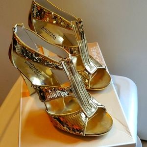 Michael kors sequin Berkley t strap heels